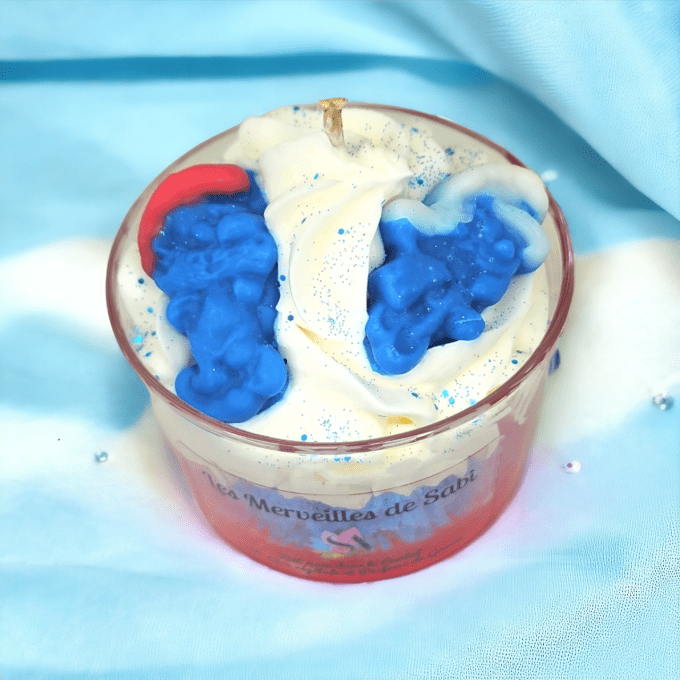 Bougie parfumée Lutins bleus senteur BONBON SCHTROUMPFS