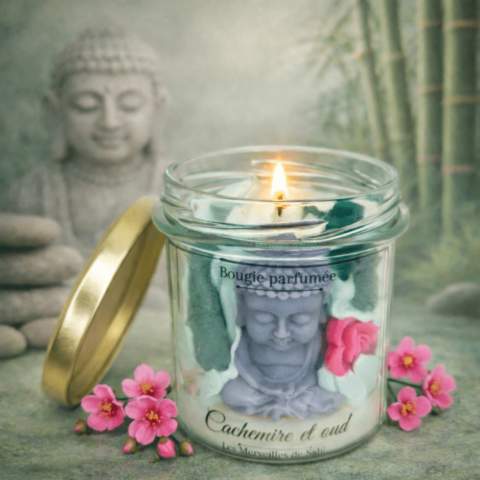 Bougie Bouddha parfumée CACHEMIRE ET OUD