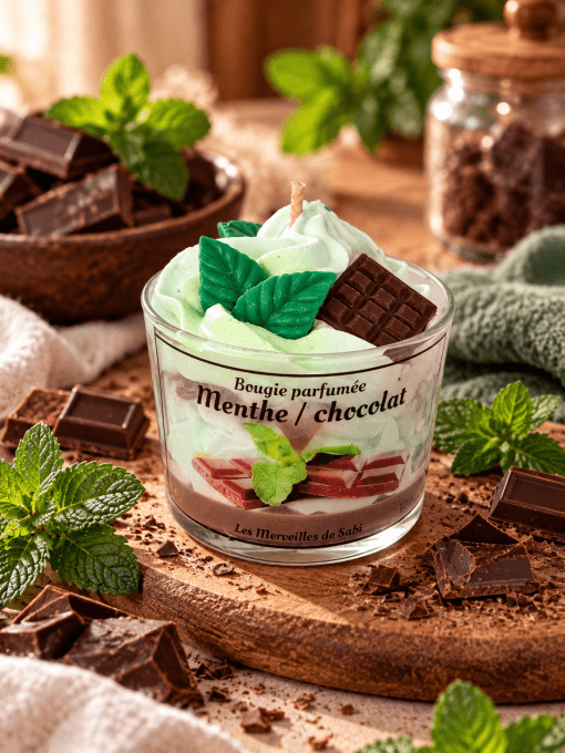 Bougie parfumée senteur MENTHE / CHOCOLAT