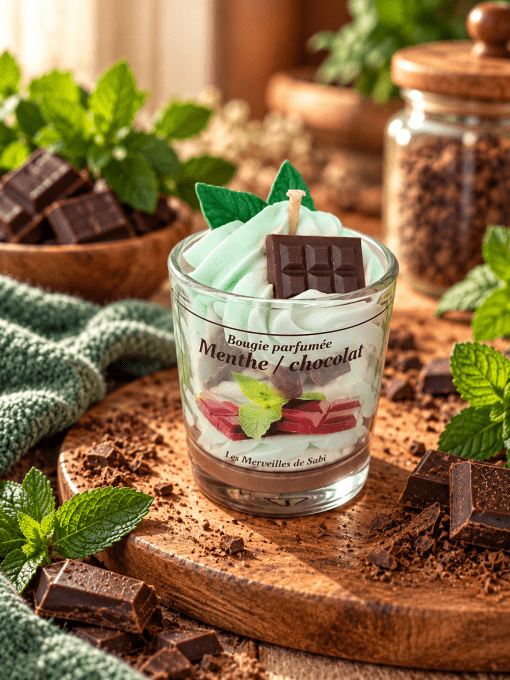 Mini bougie parfumée senteur MENTHE / CHOCOLAT