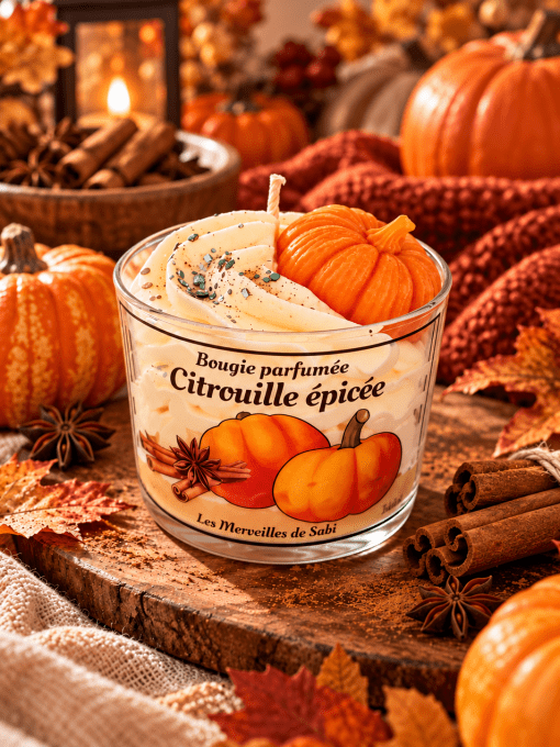 Bougie parfumée senteur CITROUILLE ÉPICÉE