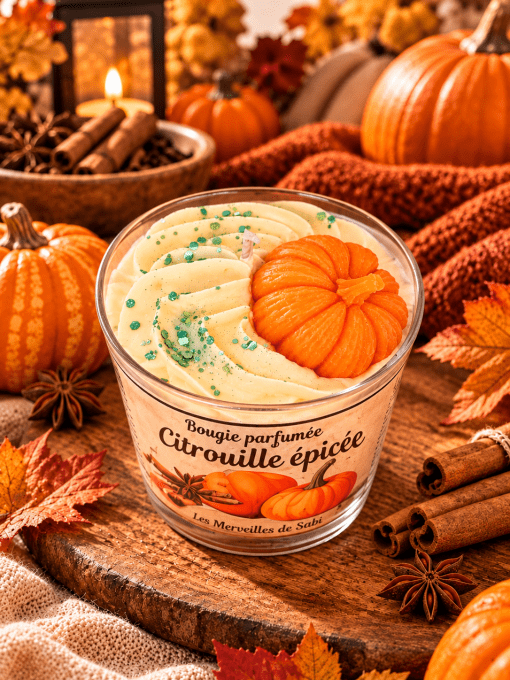 Bougie parfumée senteur CITROUILLE ÉPICÉE